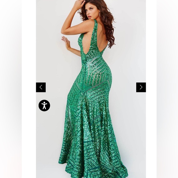 JOVANI V-Neck Geometric Sequin Dress #24096 - Picture 3 of 8